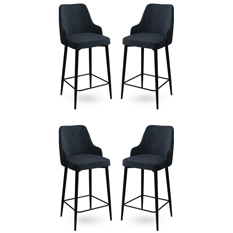 Set of 4 Enox Upholstered Bar Stools in Anthracite and Black