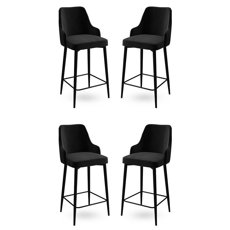 Set of 4 Enox Upholstered Bar Stools in Black
