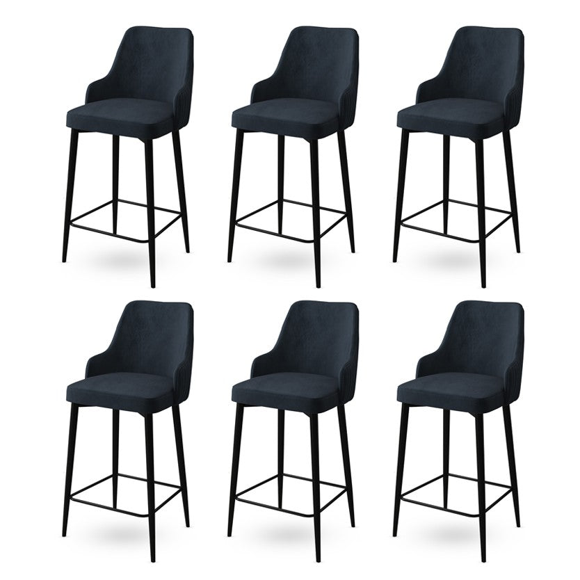 Set of 6 Enox Upholstered Bar Stools in Anthracite and Black – product image 1