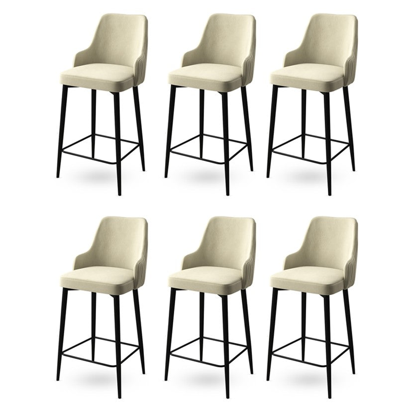 Lot de 6 tabourets de bar rembourrés Enox en crème et noir