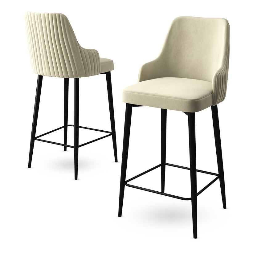 Set of 6 Enox Upholstered Bar Stools in Cream and Black – product image 3