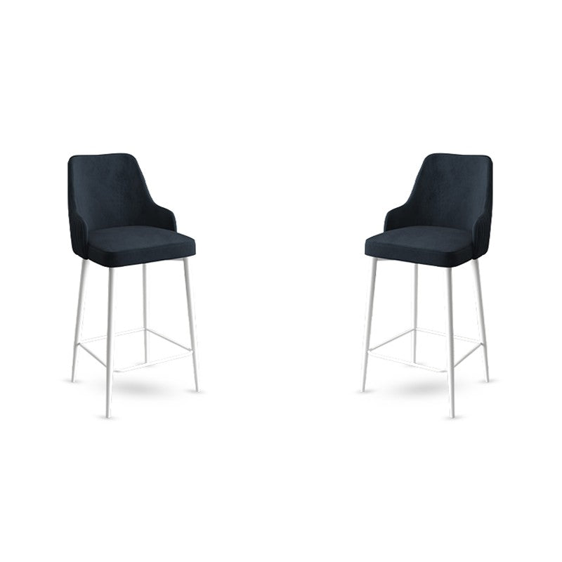 Set of 2 Enox Upholstered Bar Stools in Anthracite and White – product image 1