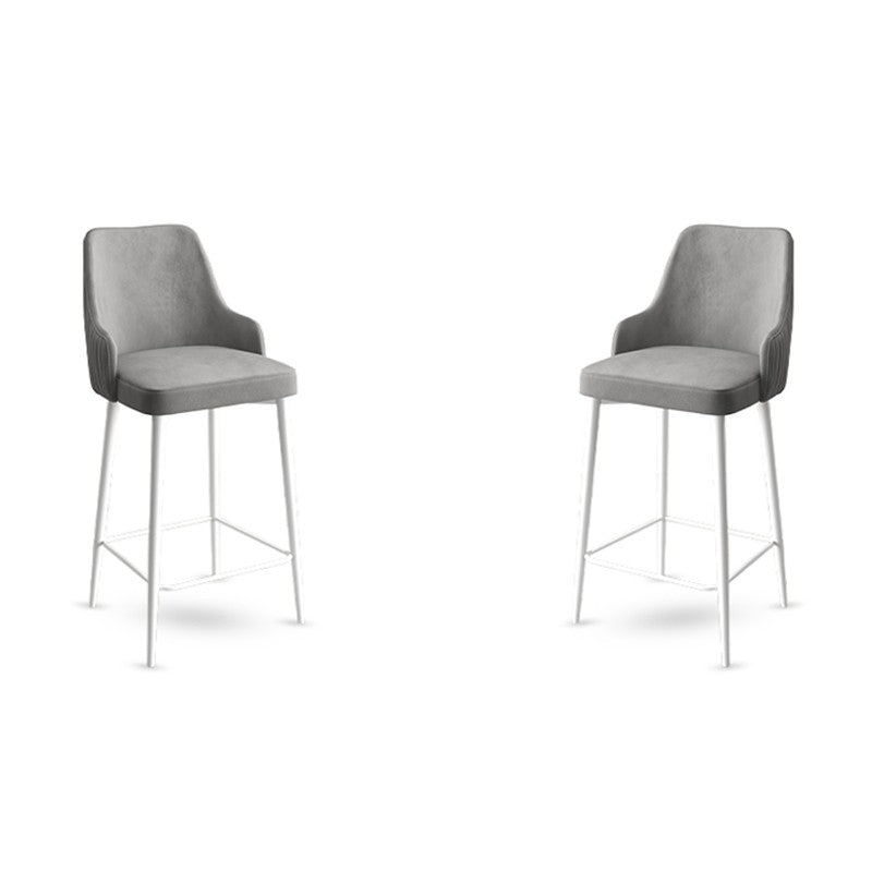 Set of 2 Enox Upholstered Bar Stools in Grey and White – product image 1