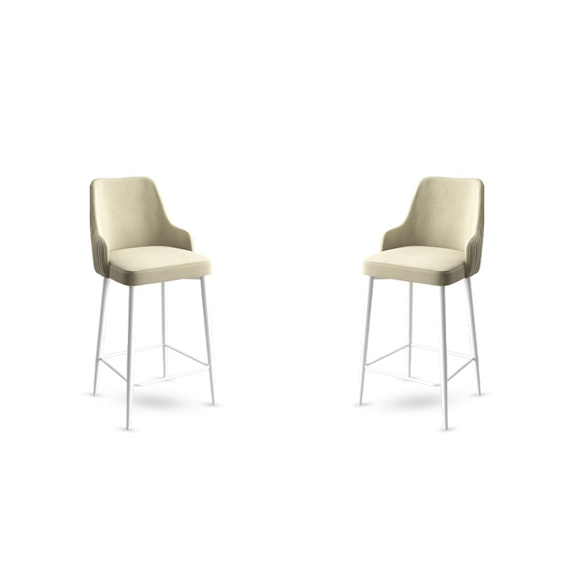 Set of 2 Enox Upholstered Bar Stools in Cream and White