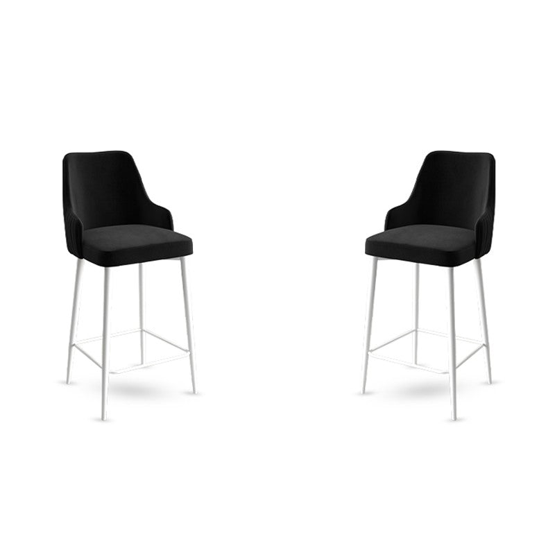 Set of 2 Enox Upholstered Bar Stools in Black and White – product image 1