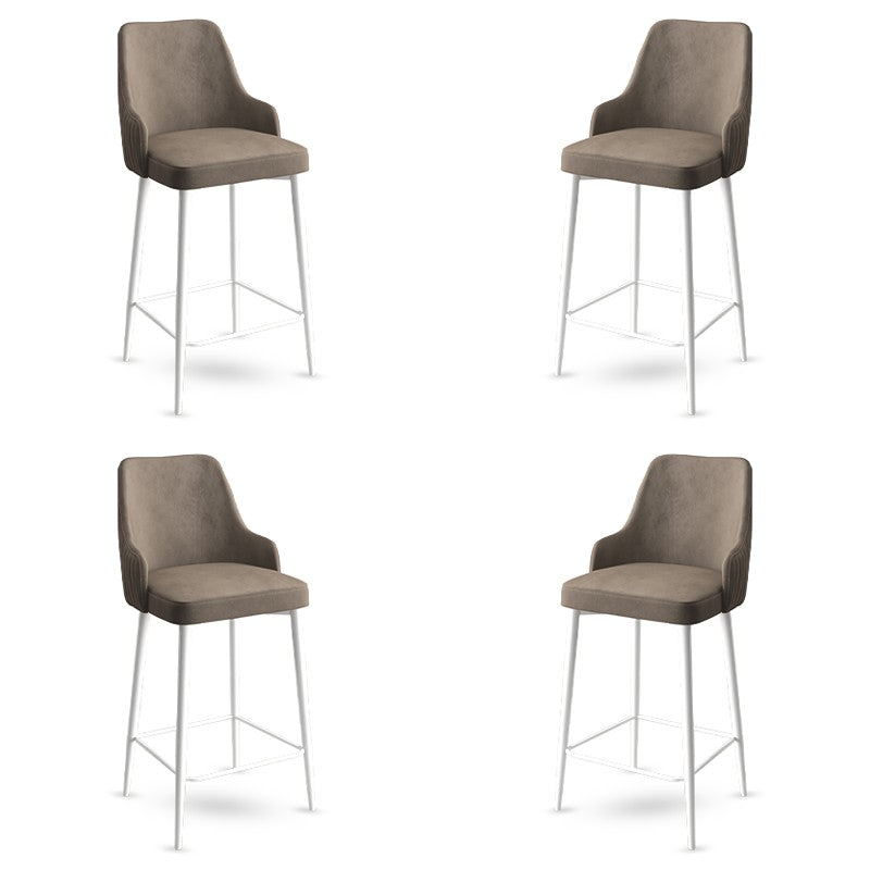 Set of 4 Enox Upholstered Bar Stools in Cappuccino and White