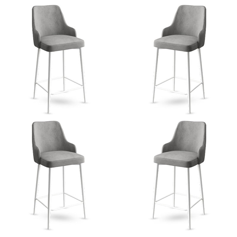 Set of 4 Enox Upholstered Bar Stools in Grey and White