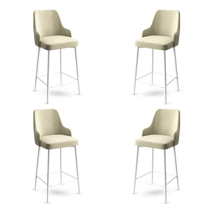 Set of 4 Enox Upholstered Bar Stools in Cream and White