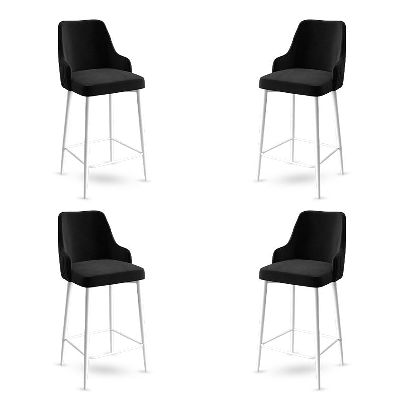 Set of 4 Enox Upholstered Bar Stools in Black and White