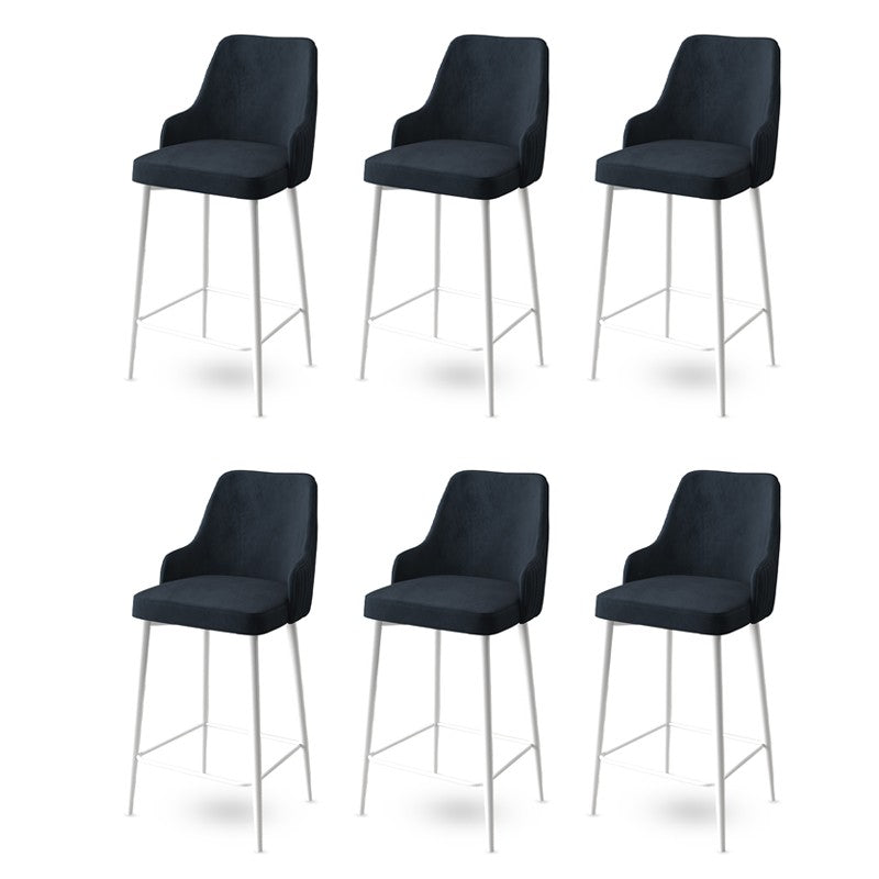 Set of 6 Enox Upholstered Bar Stools in Anthracite and White – product image 1