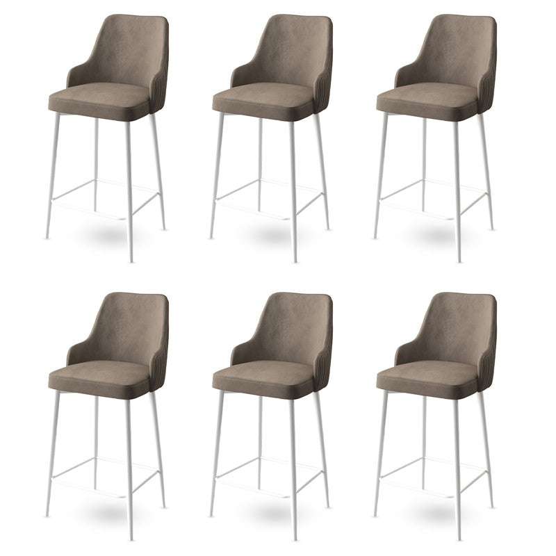 Set of 6 Enox Upholstered Bar Stools in Cappuccino and White – product image 1