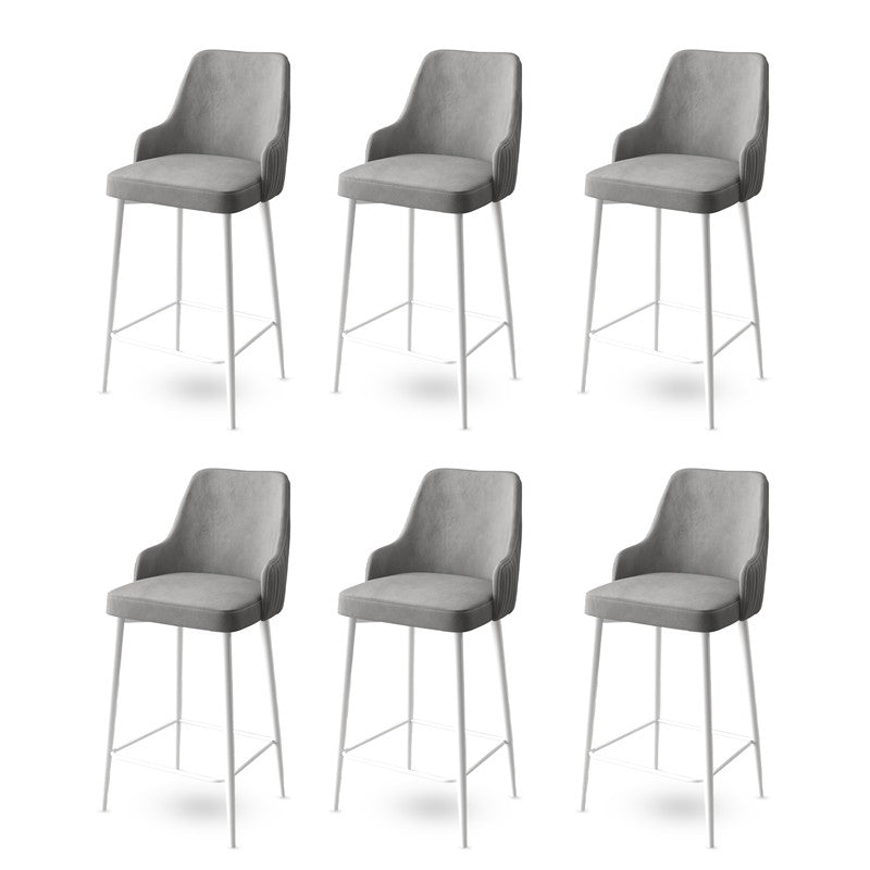 Set of 6 Enox Upholstered Bar Stools in Grey and White – product image 1