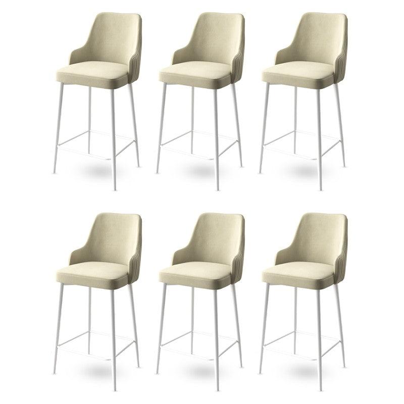 Set of 6 Enox Upholstered Bar Stools in Cream and White – product image 1