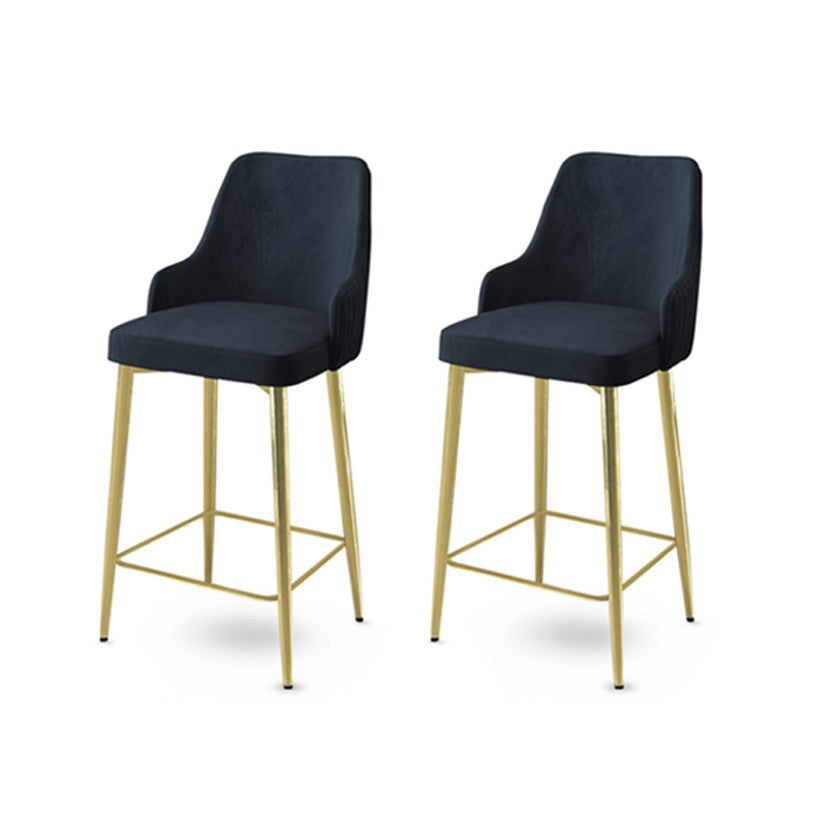 Set of 2 Enox Upholstered Bar Stools in Anthracite and Gold – product image 1