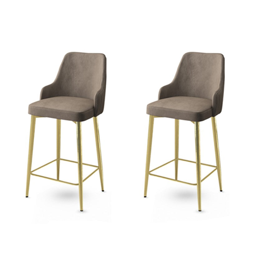 Set of 2 Enox Upholstered Bar Stools in Cappuccino and Gold – product image 1