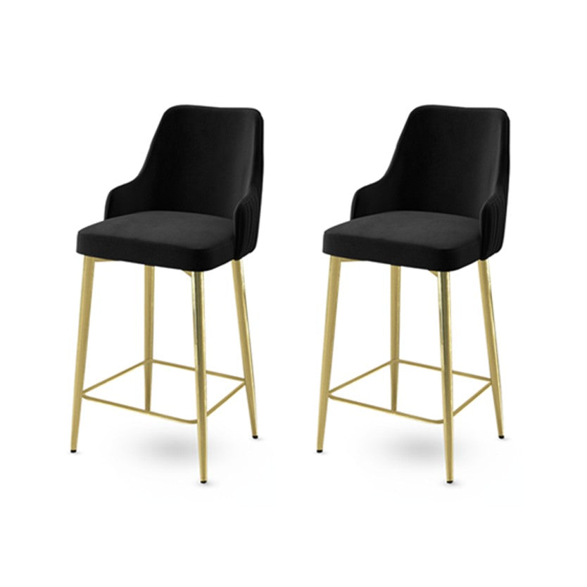 Lot de 2 tabourets de bar Enox rembourrés en noir et doré