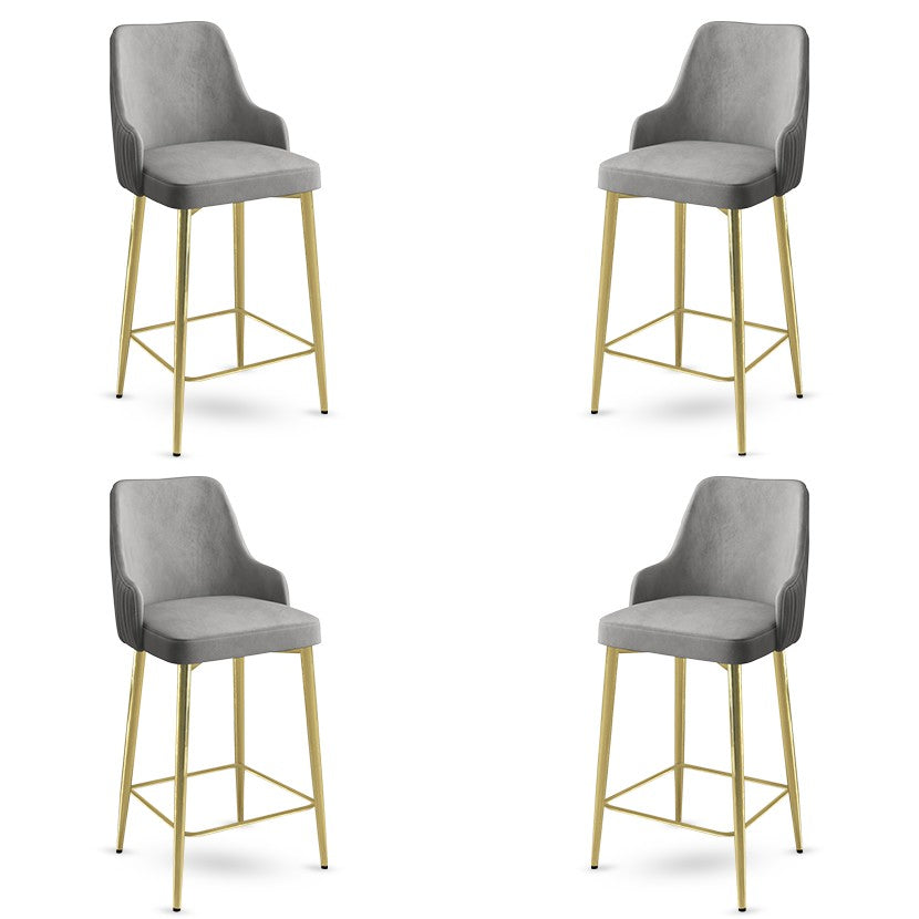 Set of 4 Enox Upholstered Bar Stools in Grey and Gold – product image 1