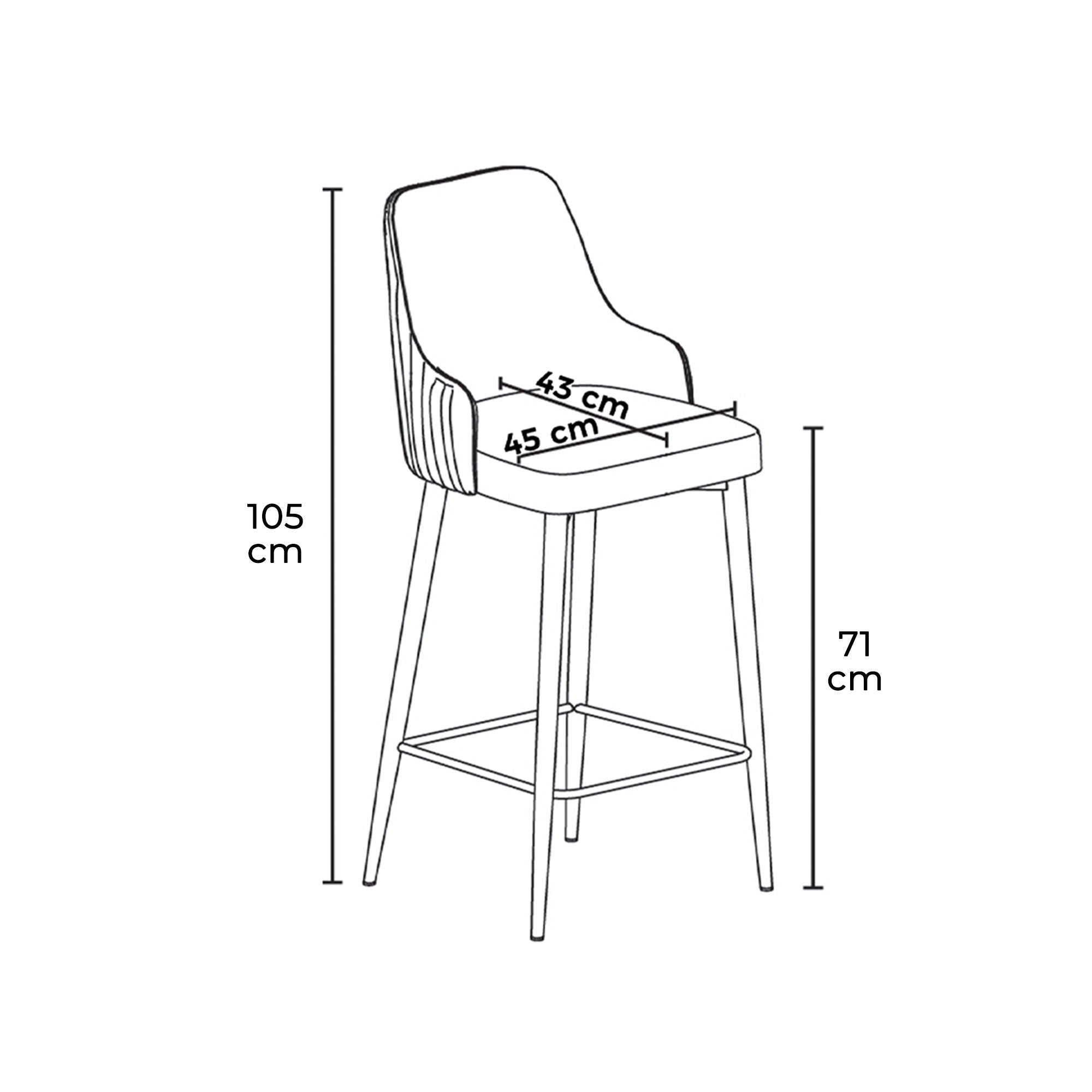Set of 4 Enox Upholstered Bar Stools in Grey and Gold – product image 2