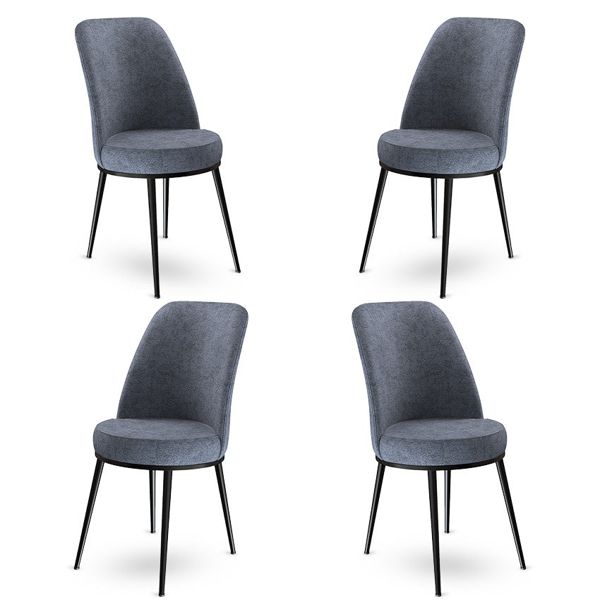 Set of 4 Dexa Upholstered Dining Chairs in Fume and Black