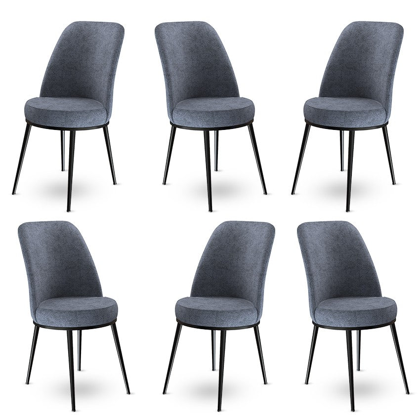 Set of 6 Dexa Upholstered Dining Chairs in Fume and Black – product image 1