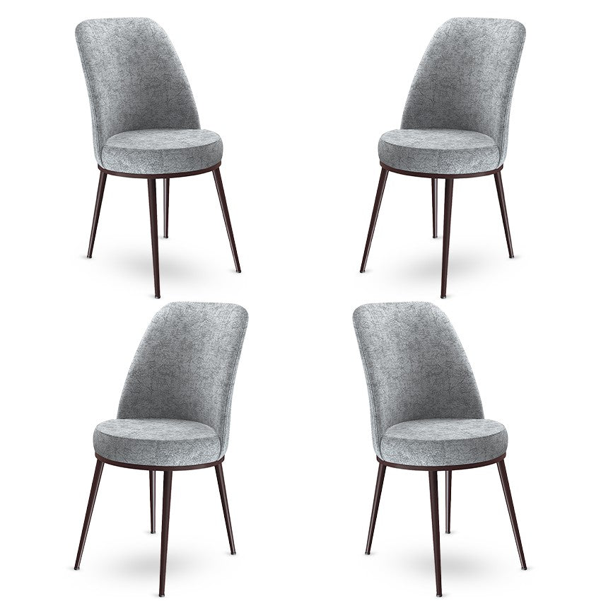 Set of 4 Dexa Upholstered Dining Chairs in Grey and Brown
