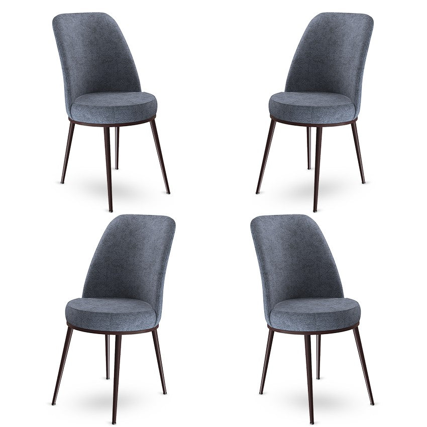 Set of 4 Dexa Upholstered Dining Chairs in Fume and Brown