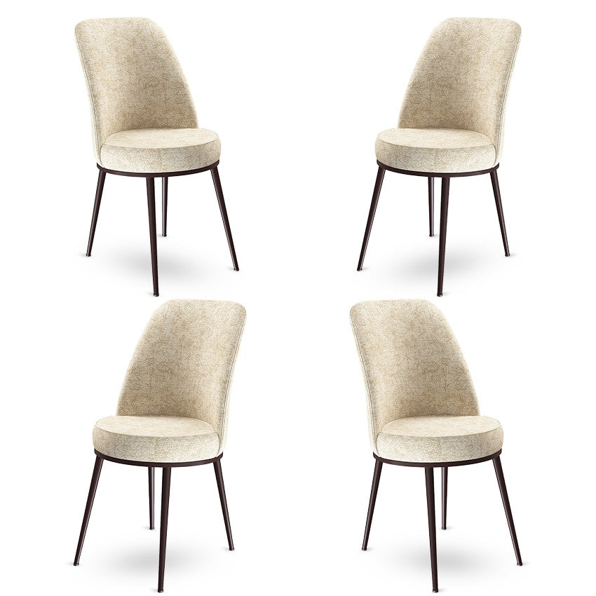 Set of 4 Dexa Upholstered Dining Chairs in Cream and Brown
