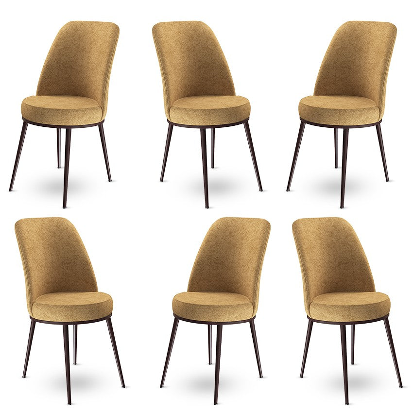 Set of 6 Dexa Upholstered Dining Chairs in Cappuccino and Brown