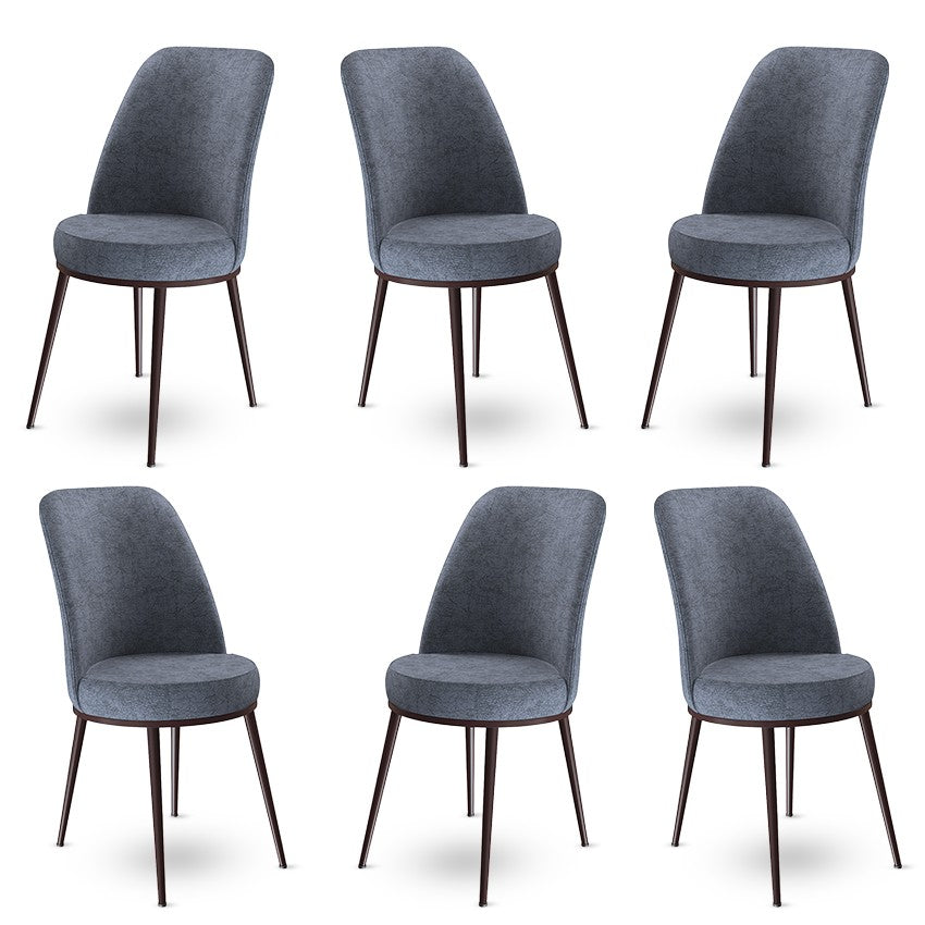 Set of 6 Dexa Upholstered Dining Chairs in Fume and Brown – product image 1