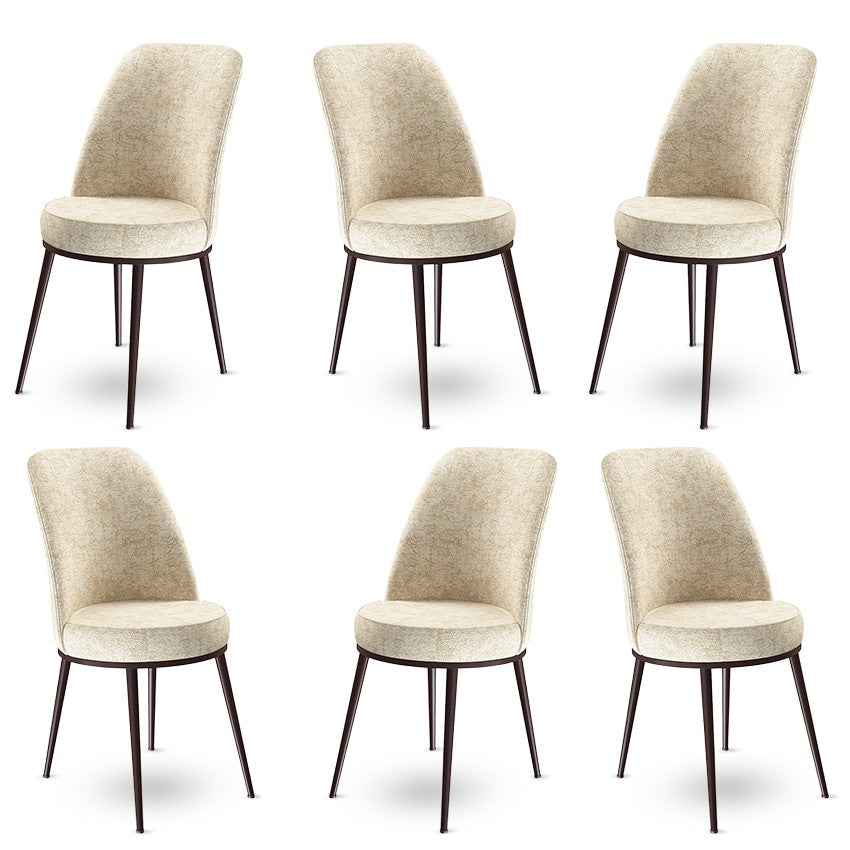 Set of 6 Dexa Upholstered Dining Chairs in Cream and Brown – product image 1