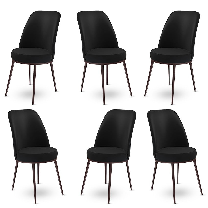 Set of 6 Dexa Upholstered Dining Chairs in Black and Brown – product image 1