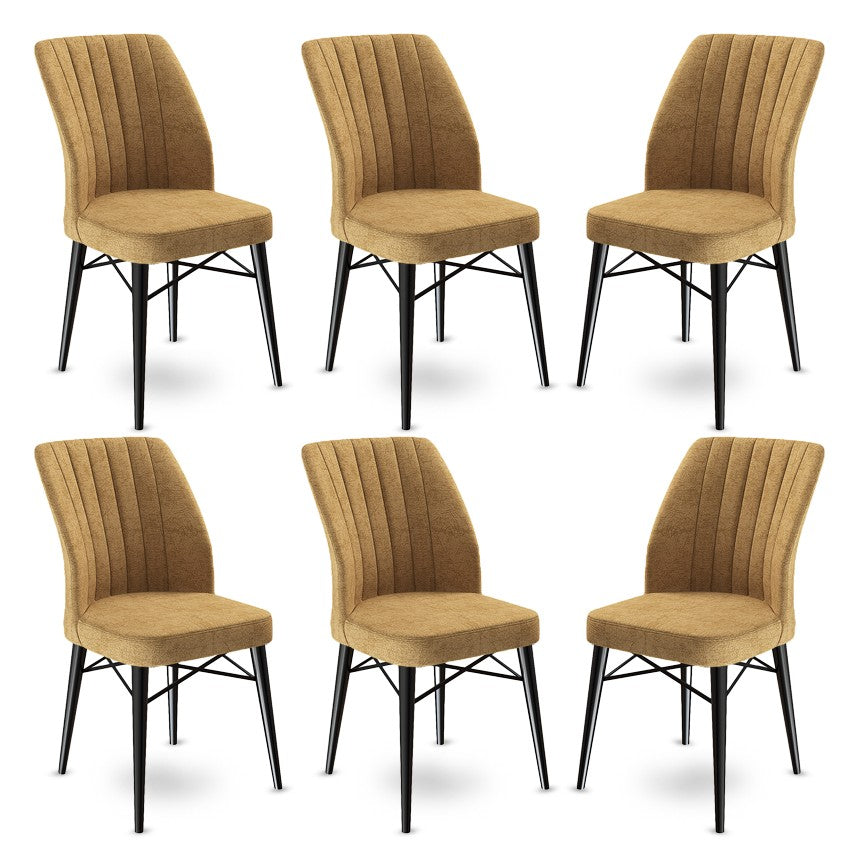 Set of 6 Flex Upholstered Dining Chairs in Cappuccino and Black
