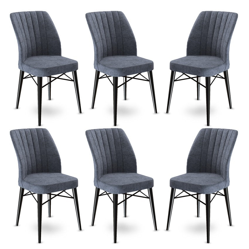 Set of 6 Flex Upholstered Dining Chairs in Fume and Black – product image 1