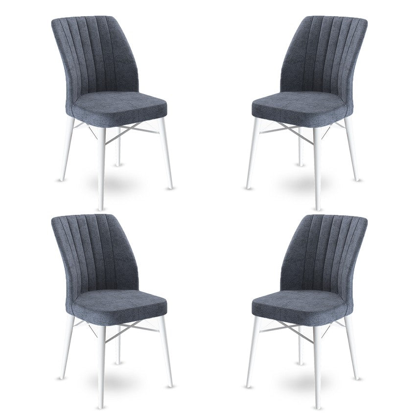 Set of 4 Flex Upholstered Dining Chairs in Fume and White