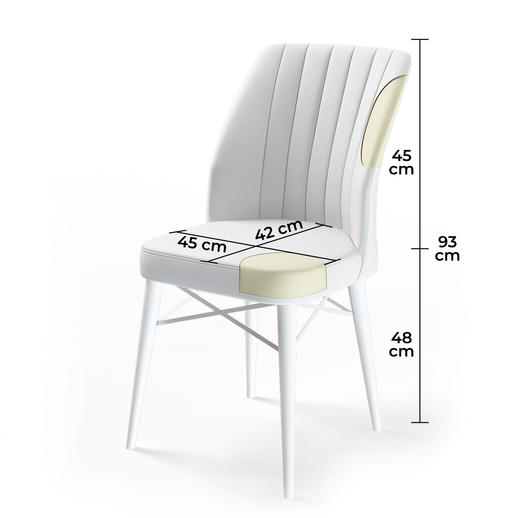 Set of 4 Flex Upholstered Dining Chairs in Cream and White – product image 2