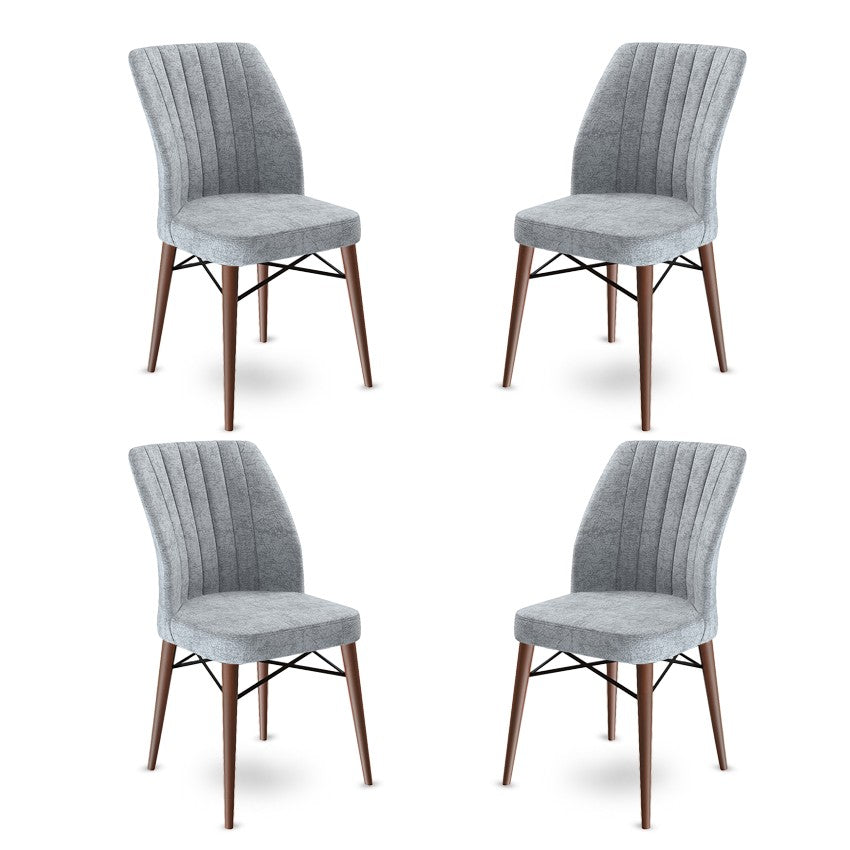 Set of 4 Flex Upholstered Dining Chairs in Grey and Brown – product image 1