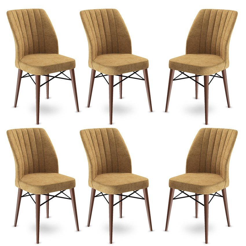 Set of 6 Flex Upholstered Dining Chairs in Cappuccino and Brown – product image 1