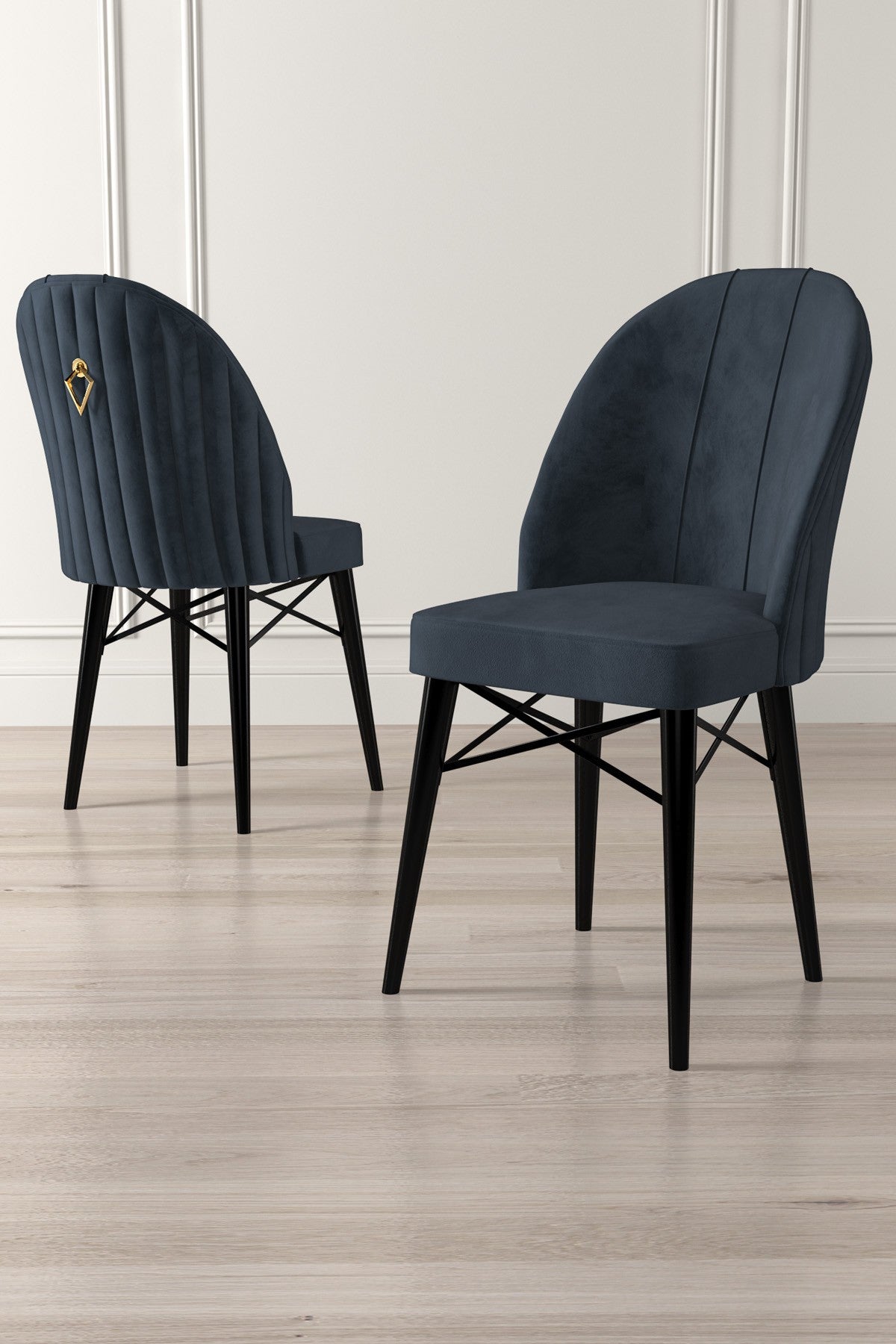 Set of 6 Ritim Upholstered Dining Chairs in Anthracite and Black – product image 2
