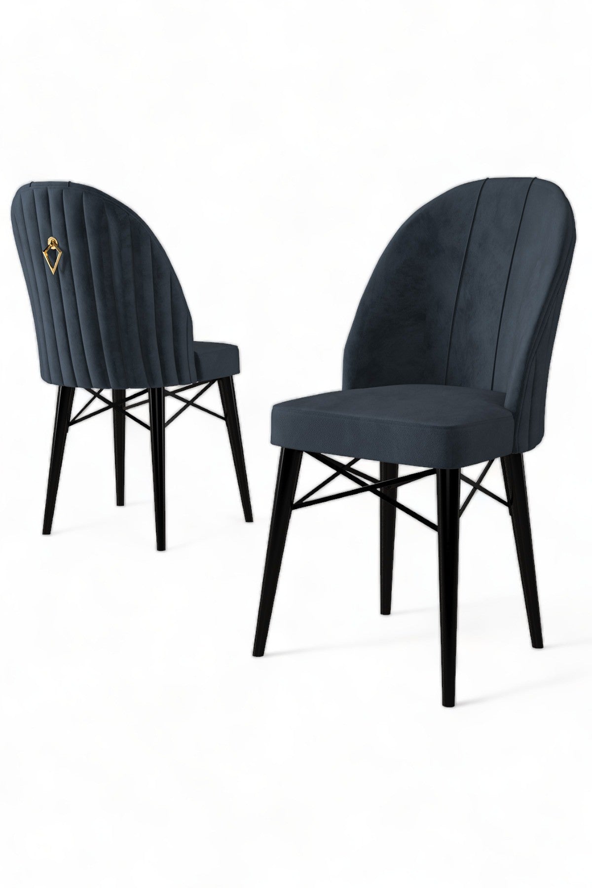 Set of 6 Ritim Upholstered Dining Chairs in Anthracite and Black – product image 3