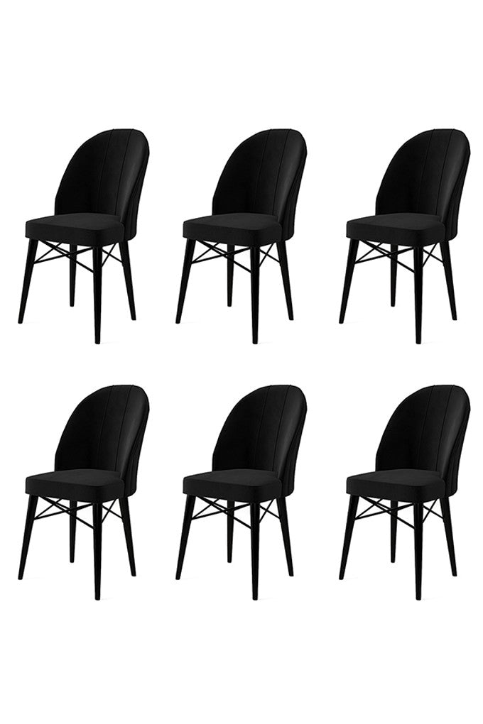 Set of 6 Ritim Upholstered Dining Chairs in Black