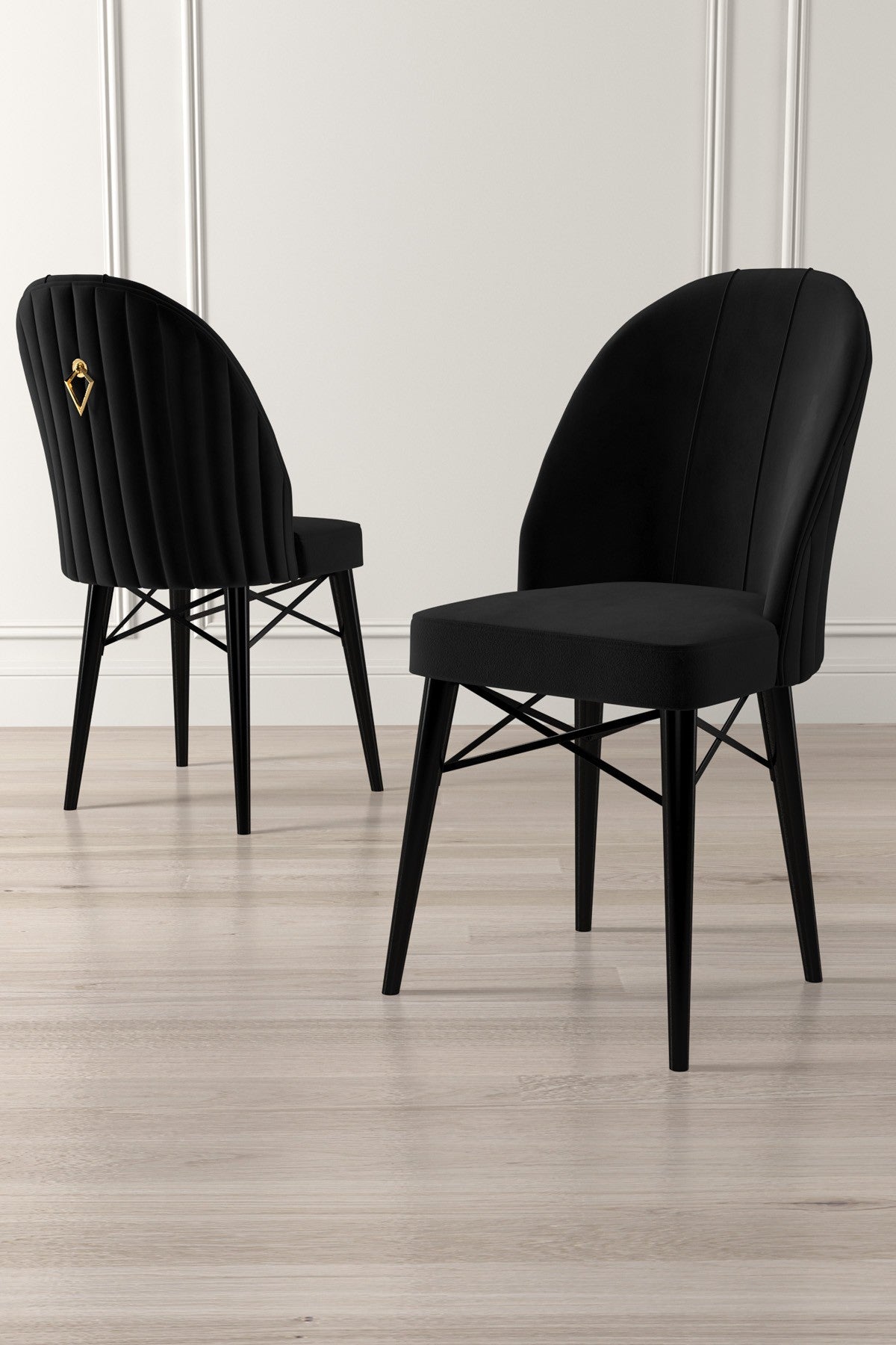 Set of 6 Ritim Upholstered Dining Chairs in Black – product image 2