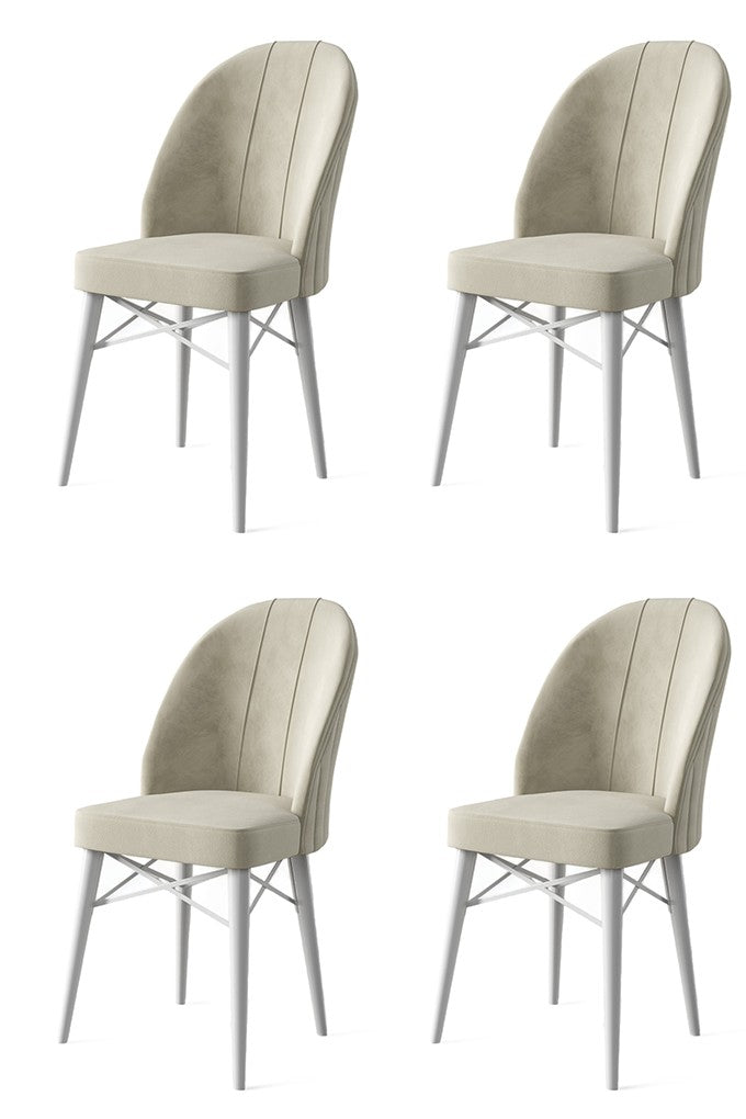 Set of 4 Ritim Upholstered Dining Chairs in Cream and White – product image 1