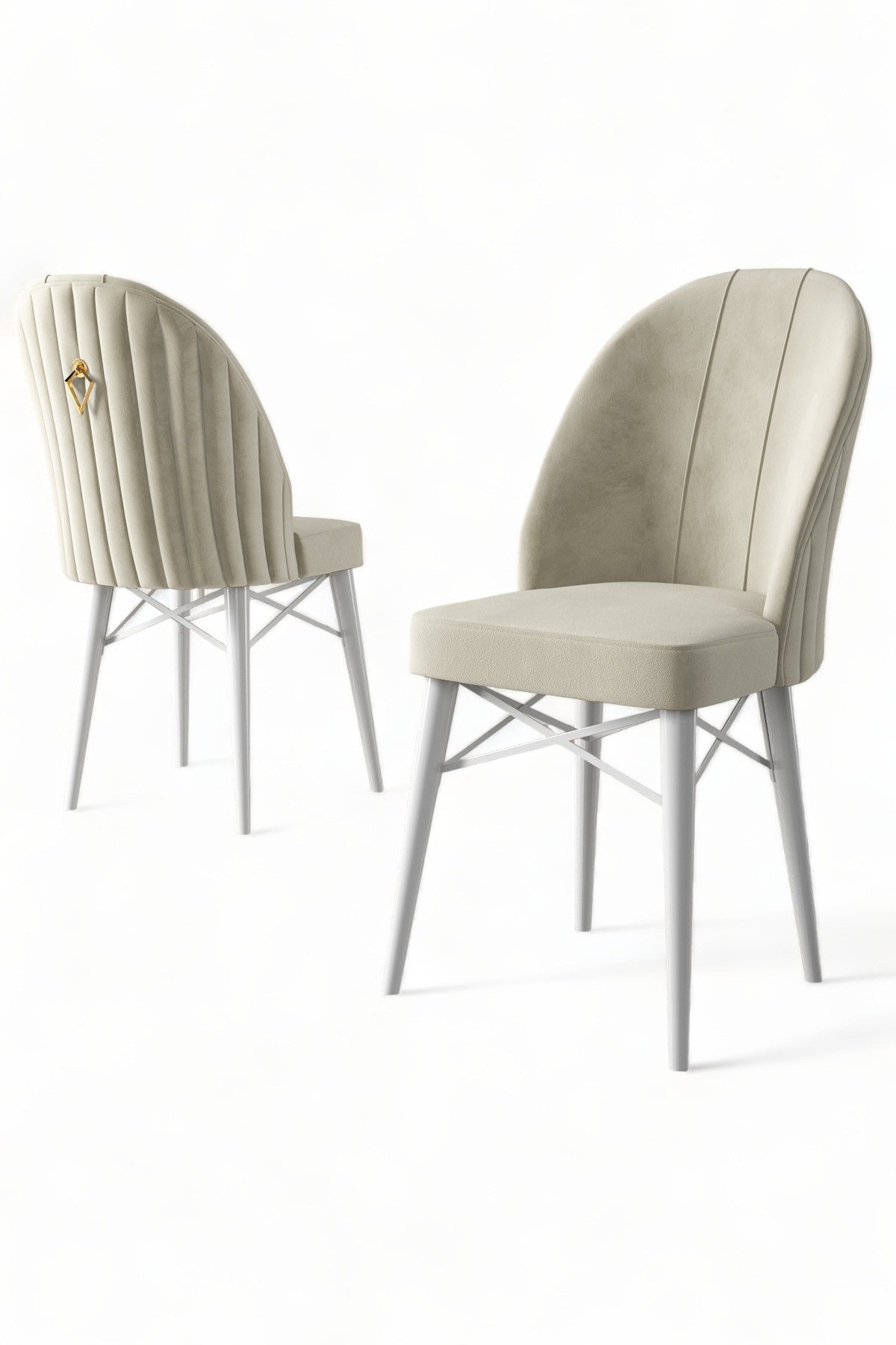 Set of 4 Ritim Upholstered Dining Chairs in Cream and White – product image 3