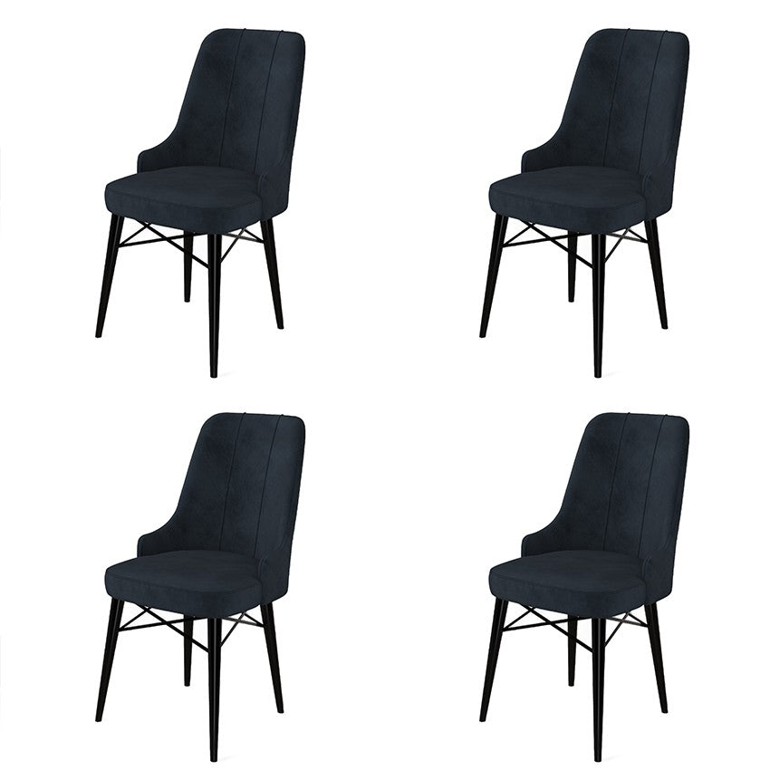 Set of 4 Pare Upholstered Dining Chairs in Anthracite and Black – product image 1