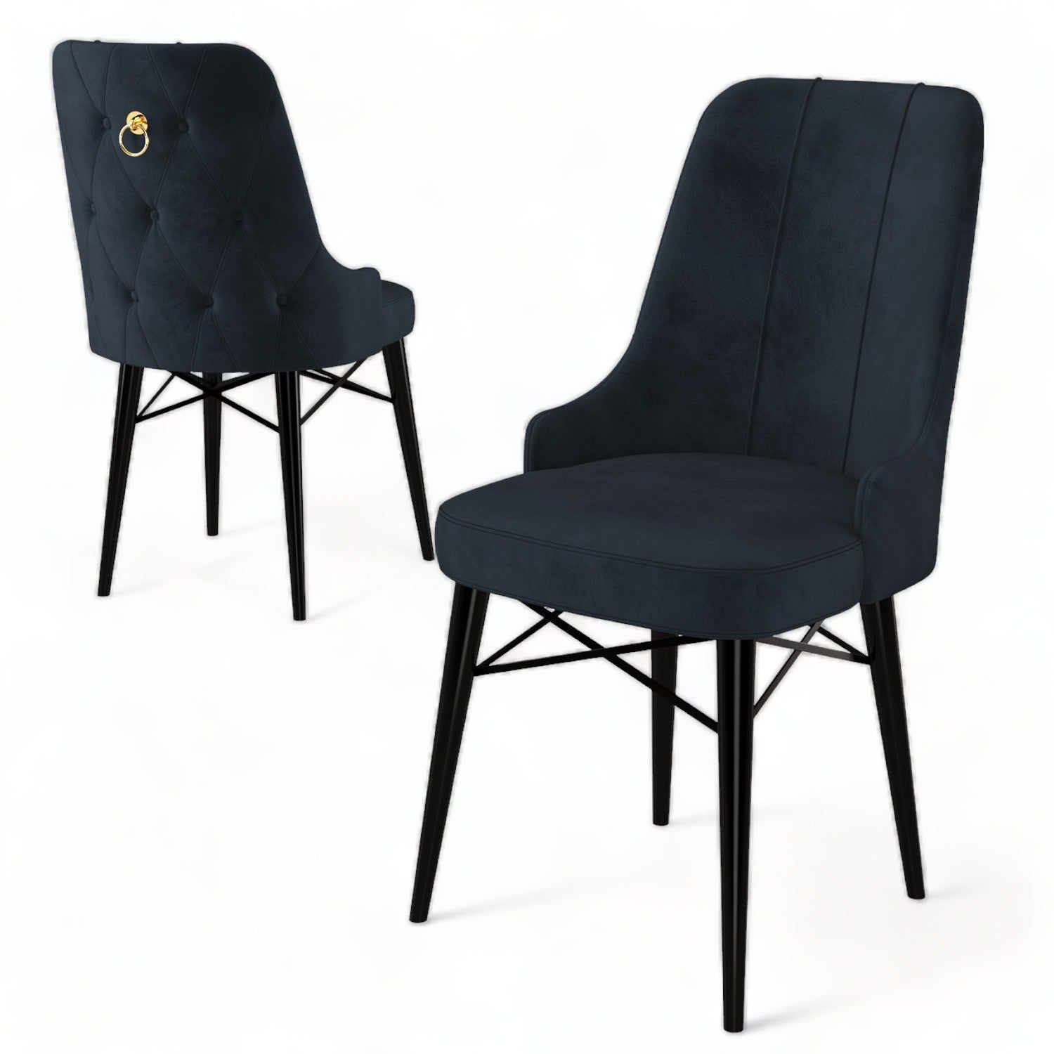 Set of 4 Pare Upholstered Dining Chairs in Anthracite and Black – product image 3