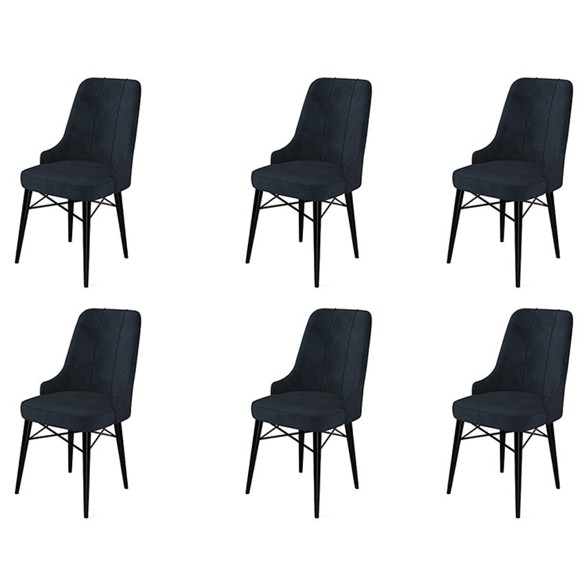 Set of 6 Pare Upholstered Dining Chairs in Anthracite and Black