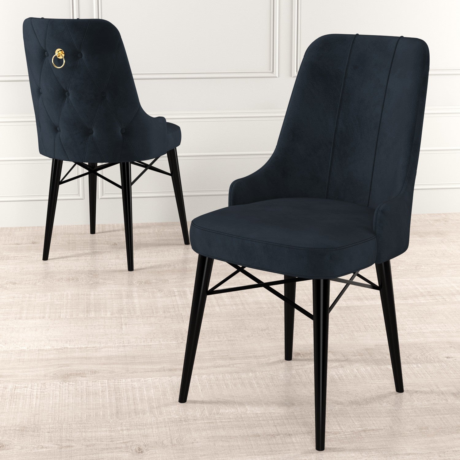 Set of 6 Pare Upholstered Dining Chairs in Anthracite and Black – product image 2