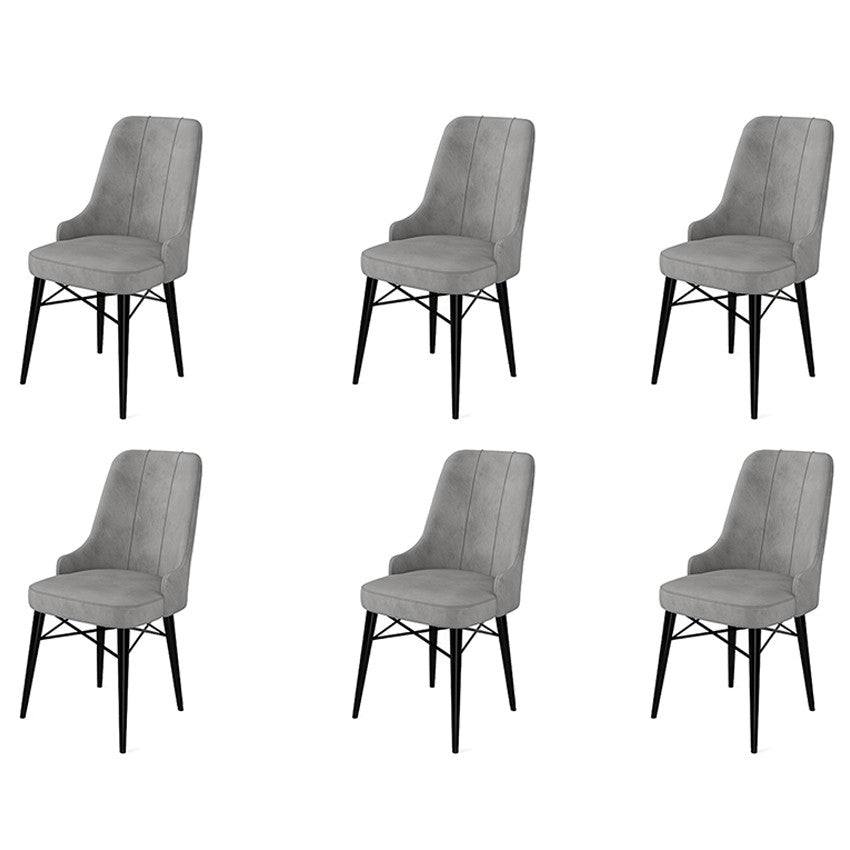 Set of 6 Pare Upholstered Dining Chairs in Grey and Black – product image 1