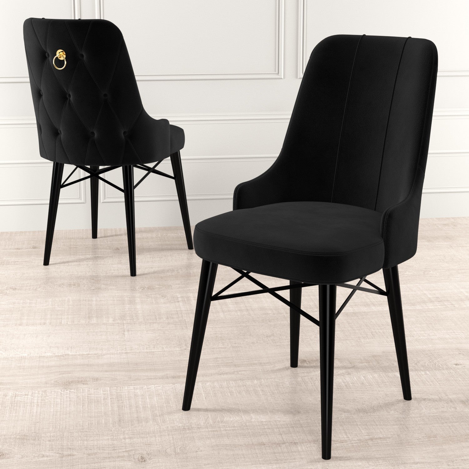 Set of 6 Pare Upholstered Dining Chairs in Black – product image 2