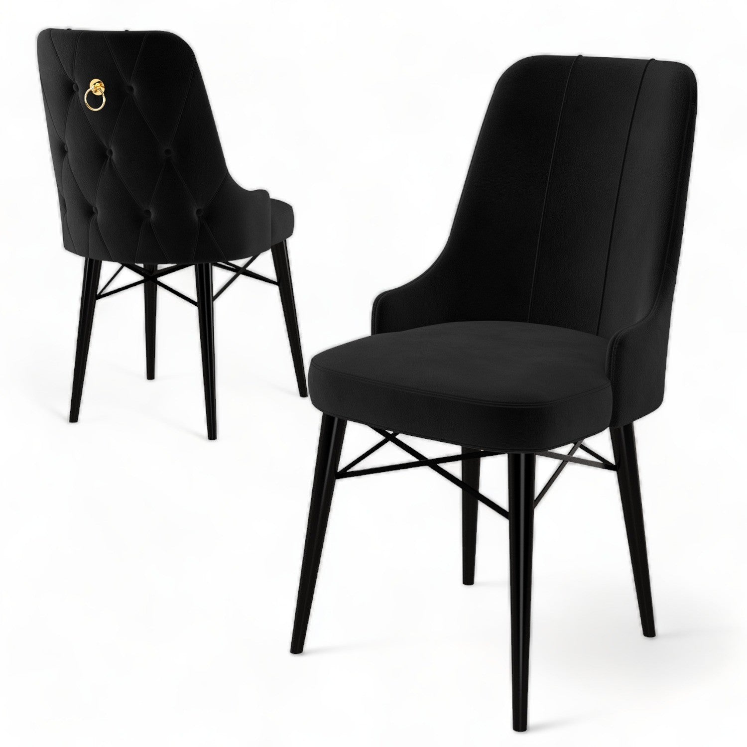 Set of 6 Pare Upholstered Dining Chairs in Black – product image 3